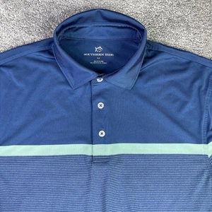 Southern Tide Polo Herren blau gestreift Performance feuchtigkeitsableitend Freizeit Golf - Bild 1 von 10