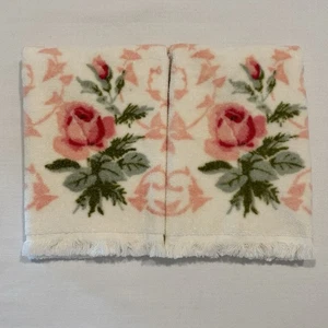 Asciugamani Vintage Martex Rosa Bocciolo di Rosa Frange Casale Casetta MCM Floreale - Foto 1 di 9
