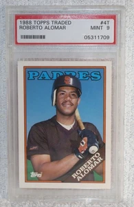 Tarjeta de novato 1988 Topps intercambiada Roberto Alomar PSA como nueva 9 Padres - Imagen 1 de 2