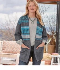 Cárdigan Suéter Sundance Quiet Isle Mezcla Lana Cachemira Suroeste Largo Abierto L - Imagen 1 de 11