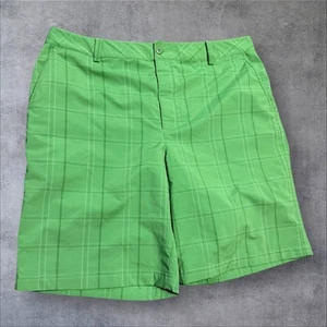 Adidas Golf Shorts Mens 38R Green Plaid Stretch Performance 10" Inseam Golfer - Picture 1 of 4