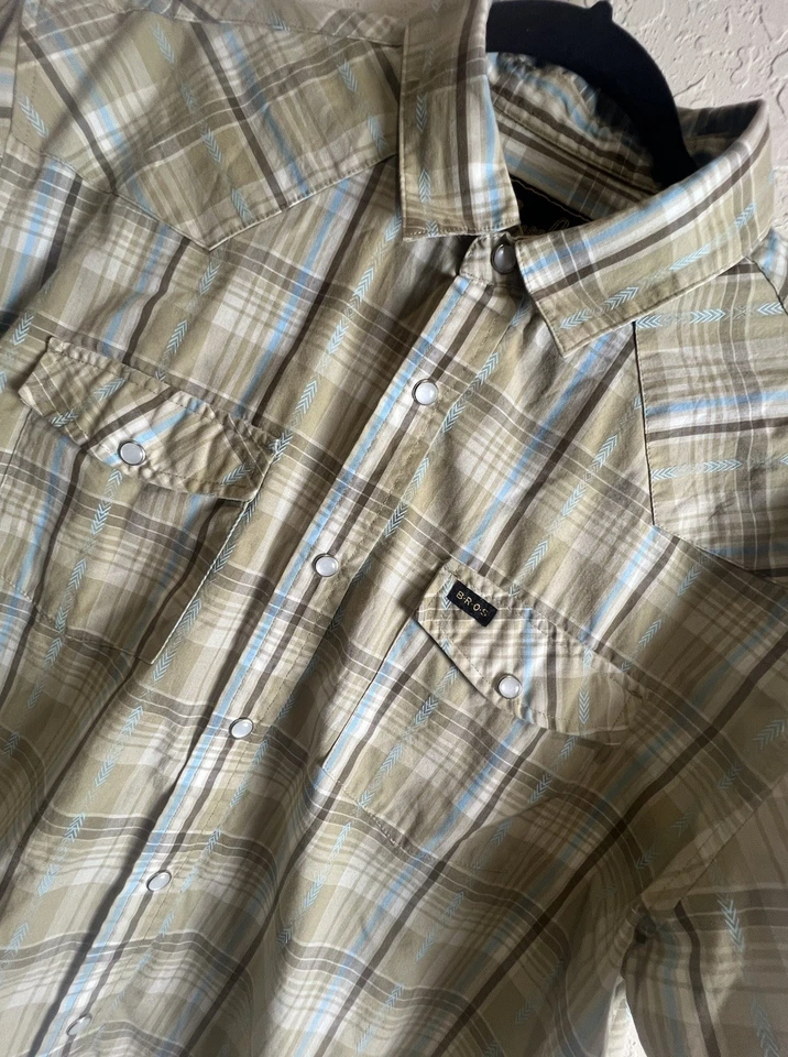 Howler Bros. Shirt Western Pearl Snaps Plaid Short Sleeve Large Front Pocket - Image 1 of 4