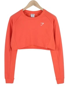 GYMSHARK GLPO4713 Women Sweatshirt S Long Sleeve Cropped Crew Neck Training - Picture 1 of 8
