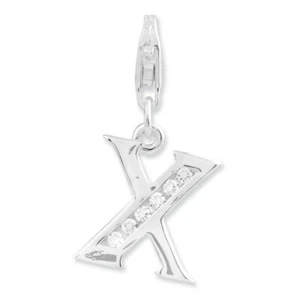 CZ Initial Letter X Charm .925 Sterling Silver Solid Click On Amore La Vita - Picture 1 of 3