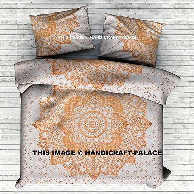 Ombre Mandala King Size Duvet Cover Indian Cotton Throw Blanket Comforter Set - Image 1 of 2