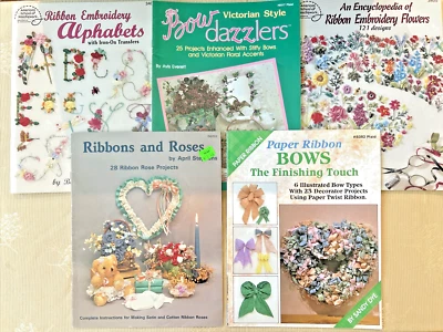 Libros de bordados y lazos de cinta vintage - alfabetos, deslumbrantes de arco, lote de 5 Foto 1 de 4