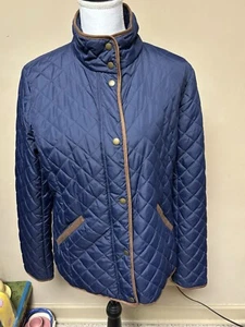Women's Lauren Ralph Lauren blue quilted jacket, faux suede trim, M - Picture 1 of 16