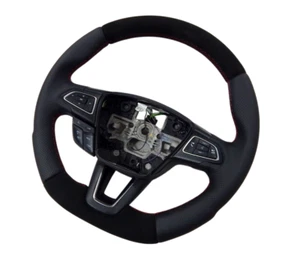 NEW LEATHER Steering Wheel for Ford Focus III MK3 RS ST Kuga MK2 FLAT BOTTOM 10- - Picture 1 of 8
