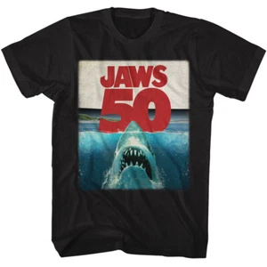 Jaws 70's Thriller 50 Year Movie Poster Men's T Shirt - Picture 1 of 5