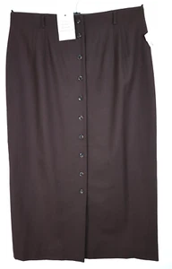 NWT TALBOTS Women's Wool Button Long Pencil Skirt Lined Chocolate Brown Size 18 - Picture 1 of 17