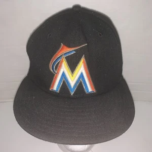 Miami Marlins MLB New Era 59fifty Authentic On Field Fitted Hat Sz 7 1/8 Black - Picture 1 of 8