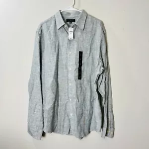 Banana Republic camicia uomo casual grigia manica lunga lino bottoni slim fit - Foto 1 di 12