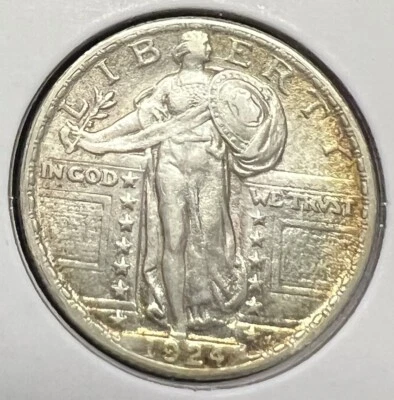 1924 STANDING LIBERTY SILVER QTR CHOICE ALMOST UNCIRCULATED ...ACTUAL COIN #4838 - Image 1 of 2