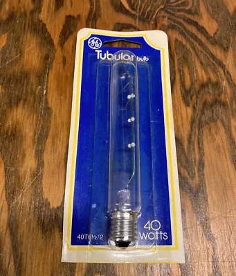GE tubular 40 watt bulb vintage made in USA still in original package - Image 1 of 3