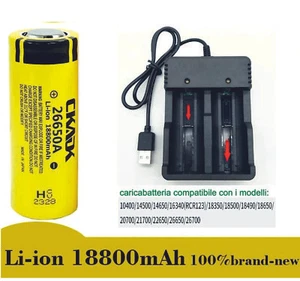 Batteria ricaricabile litio per lamelle caricabatterie usb 26650 18800 mAh 3.7V - Foto 1 di 4
