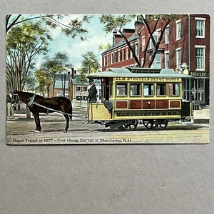 NH, Manchester SCHNELLER TRANSIT 1877 ERSTER PFERDEWAGENLAUF IN Bundesstaat & Stadtansicht USA - Bild 1 von 8