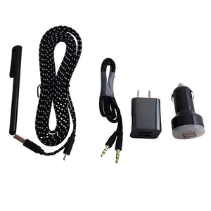 6ft long Micro USB braided Cable, Aux, Stylus,Dual Port Car & Home Charger Combo - Picture 1 of 9