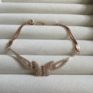 Butterfly Bracelet 925 Real Silver Charm Jewelry Gift For Women Valentine's Day - Picture 1 of 6