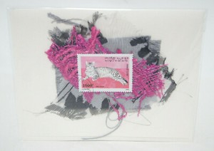 *Signed* Elisa Goodman Curmudgeon Greeting Cards Stamp Art Cats Vietnam Chinh