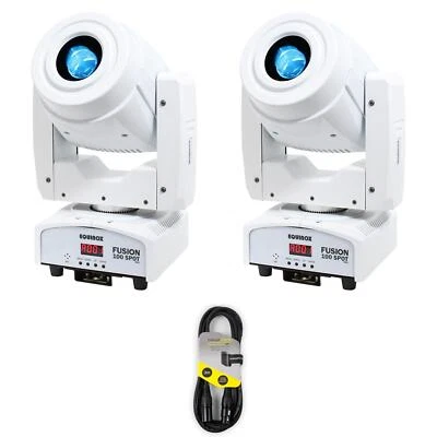 2 x Equinox Fusion 100 Spot MKII White with DMX Cable 80W LED Gobo Beam DJ Disco - Image 1 of 4
