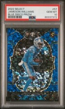 2022 Panini Select Jameson Williams Rookie Blue Disco Prizm # /25 PSA 10