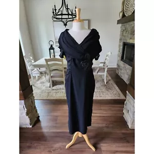 Vintage 40s 50s Paul Sachs Original Black Pencil Dress - Picture 1 of 9