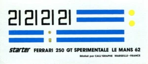 Ferrari 250 Gt Experimental N° 21 Le Mans 1962 STARTER Decals 1/43 - Picture 1 of 1