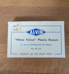 Gomme in plastica velluto bianco Alvin #521.  12 pezzi totali. Vecchio Stock Nuovo - Foto 1 di 2