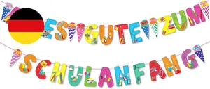 Einschulung Deko 2025, Alles Gute Zum Schulanfang Banner, Schulkind Girlande Bun - Bild 1 von 9