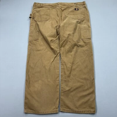 Pantalones Dickies Para Hombre 48x32 Marrón Carpintero Lona Recta Ropa de Trabajo Bolsillos Logo Foto 1 de 4