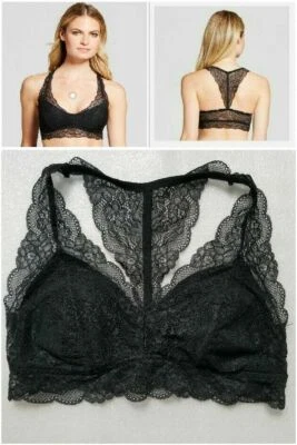 Sutiã Gilligan O'Malley Feminino Preto Renda Racerback Bralette Pequeno - Imagem 1 de 4