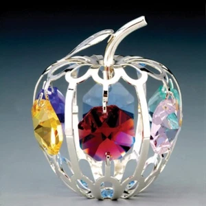 Apple - ORNAMENT SILVE PLATED WITH MULTI COLOR AUSTRIAN CRYSTALS - Picture 1 of 1