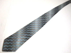Van Heusen Mens Necktie Tie Grey Blue Checkered 61" Long Stain Resistant - Picture 1 of 5