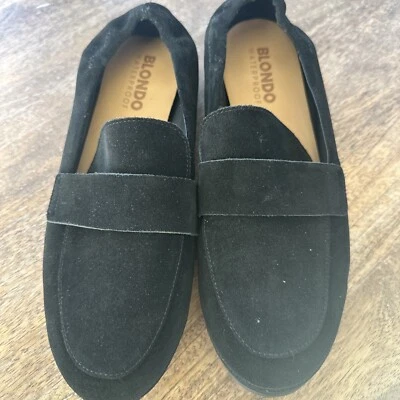 Mocasín sin cordones Blondo Britten impermeable para mujer de gamuza talla 9 negro Foto 1 de 4
