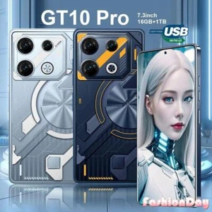 GT10 Pro Smartphone Unlocked 7.3" Android 16GB+1TB 108MP Dual SIM Blue - Picture 1 of 16