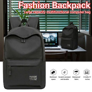 Men Women Laptop Backpack Travel Business Shool Book Bag w/USB Port Black US - Picture 1 of 14