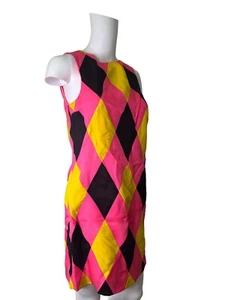 H&M Shift SILK Dress Size Small 10 Pink Mix 60s Fitted Womens NEW EU38 RRP £35 - Picture 1 of 14