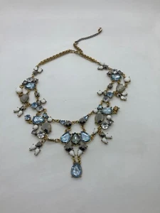 Statement Halskette Gold, blau, weiß  - Bild 1 von 4