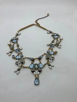 Statement Halskette Gold, blau, weiß  - Bild 1 von 4