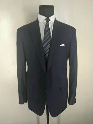 Blazer Isaia Super 160's Lana Azul Sólido 2 Btn EE. UU. Talla 46 L Ajustado a Ajuste 43 Largo Foto 1 de 4