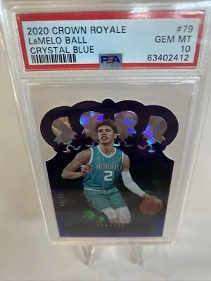 2020 Lamelo Ball Crown Royale Crystal Blue /99 PSA 10 GEM MT - Image 1 of 2