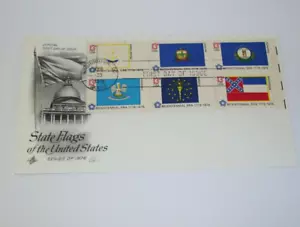 1976 FDC Washington D.C. State Flags of United States RI VT KY LA IN MS Stamps - Picture 1 of 1