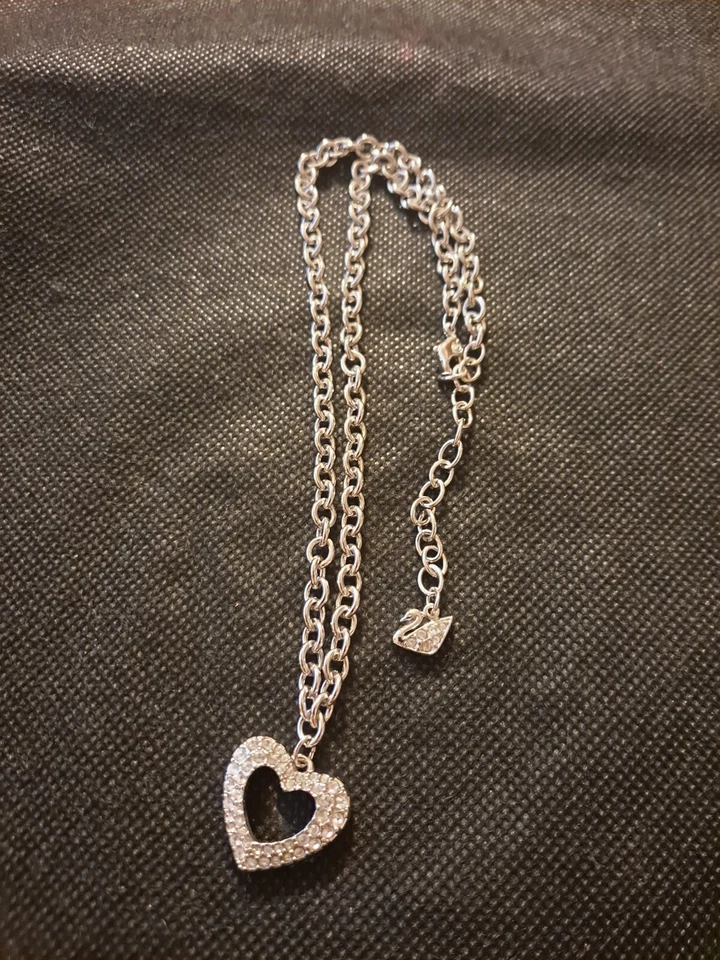 COLLAR CORAZÓN ACERO INOXIDABLE RODIO SWAROWSKI!   e6095UXX Foto 1 de 4