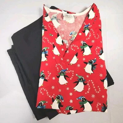 Blusa Médica Christmas Penguins 2XL Fundamentalmente Algodón/L Cherokee Ropa de Trabajo  Foto 1 de 4