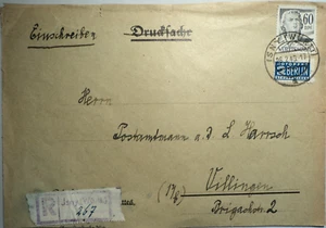 LA All.Bes., Franz. Zone, Württemberg Einschr. Not-R-Zettel, s. Beschr. MW: -.- - Bild 1 von 3