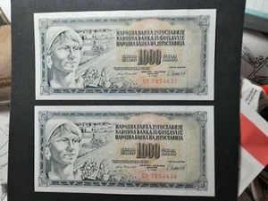Banknote Yugoslavia 1981(unc)  1000 dinara × 2.Nice.Running no,s. - Picture 1 of 2