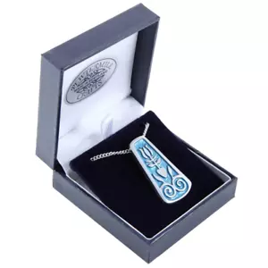 Tulip Set in Blue Enamel Pewter Pendant - FA2 - Picture 1 of 1