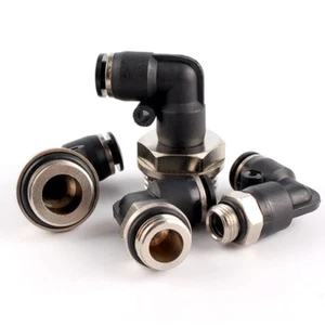 Pneumatic Push In Fitting Air Water Pipe - 90° Male Elbow Stud 3/4/5/6/8/10 mm - Picture 1 of 37