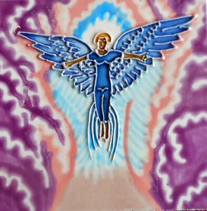 Angel hand painted ceramic art tile coaster 4 x 4 inches with back - Picture 1 of 1