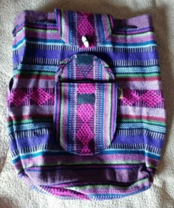 Bag Beach Hippie Baja Ethnic 1 pocket Backpack Made in Mexico Unisex - Picture 1 of 4